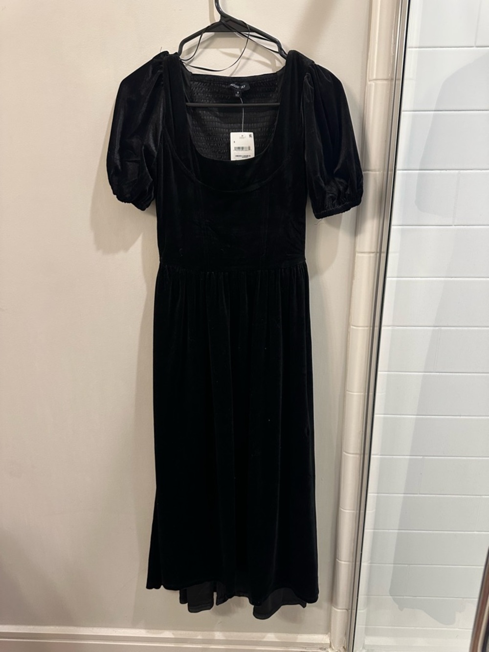 Black Velvet Puff-Sleeve Midi Dress by A New Day